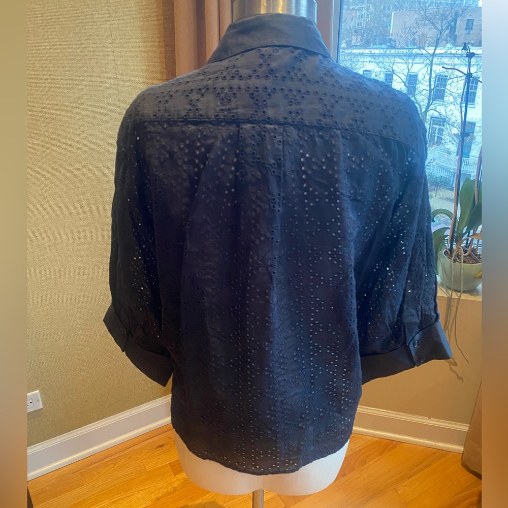 rag & bone Navy Eyelet Button Down Shirt - Picture 4 of 9